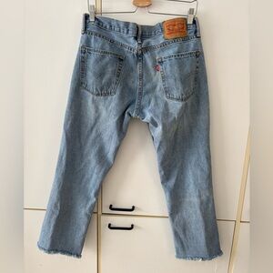 Classic Levi's 511 Men's Light Blue Straight Jeans W34 L32 VTG Y2K Raw Hem